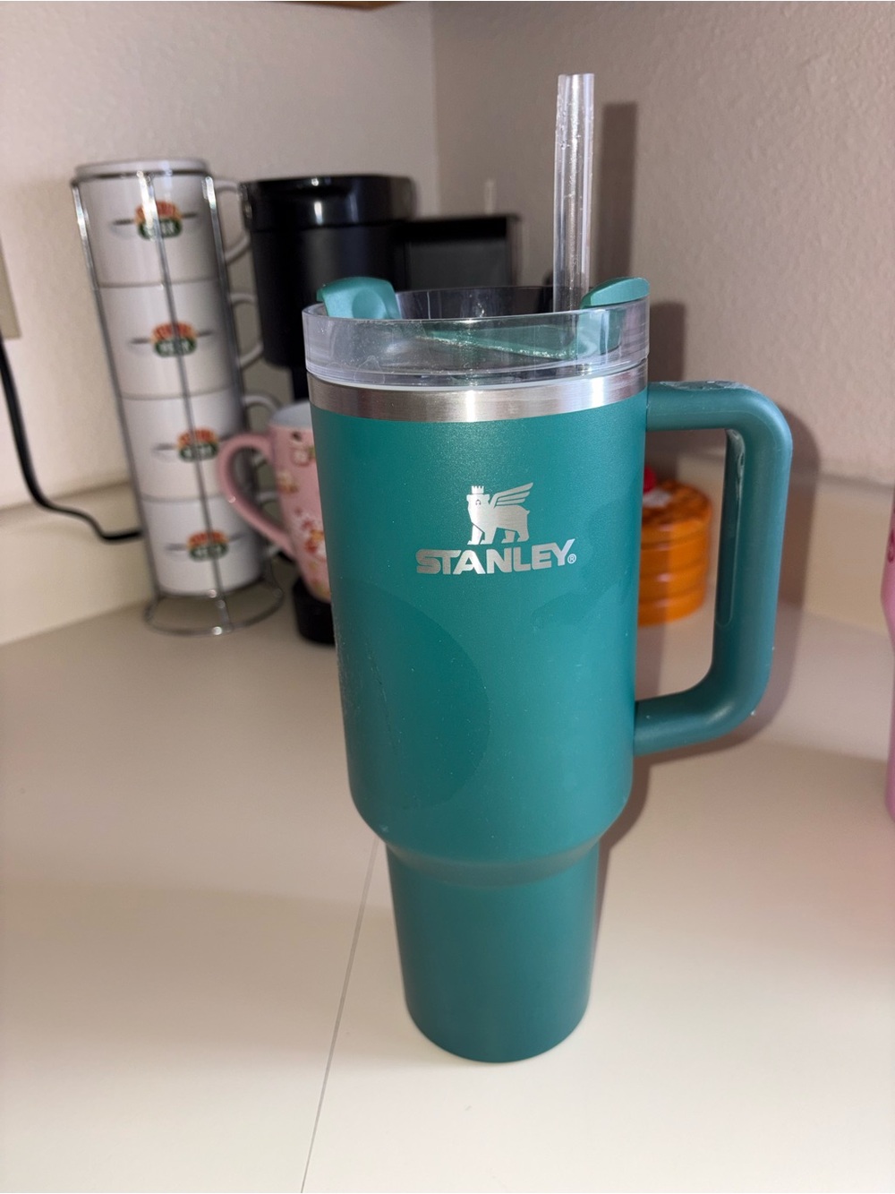 Stanley Teal Insulated Travel Mug with Handle and Straw